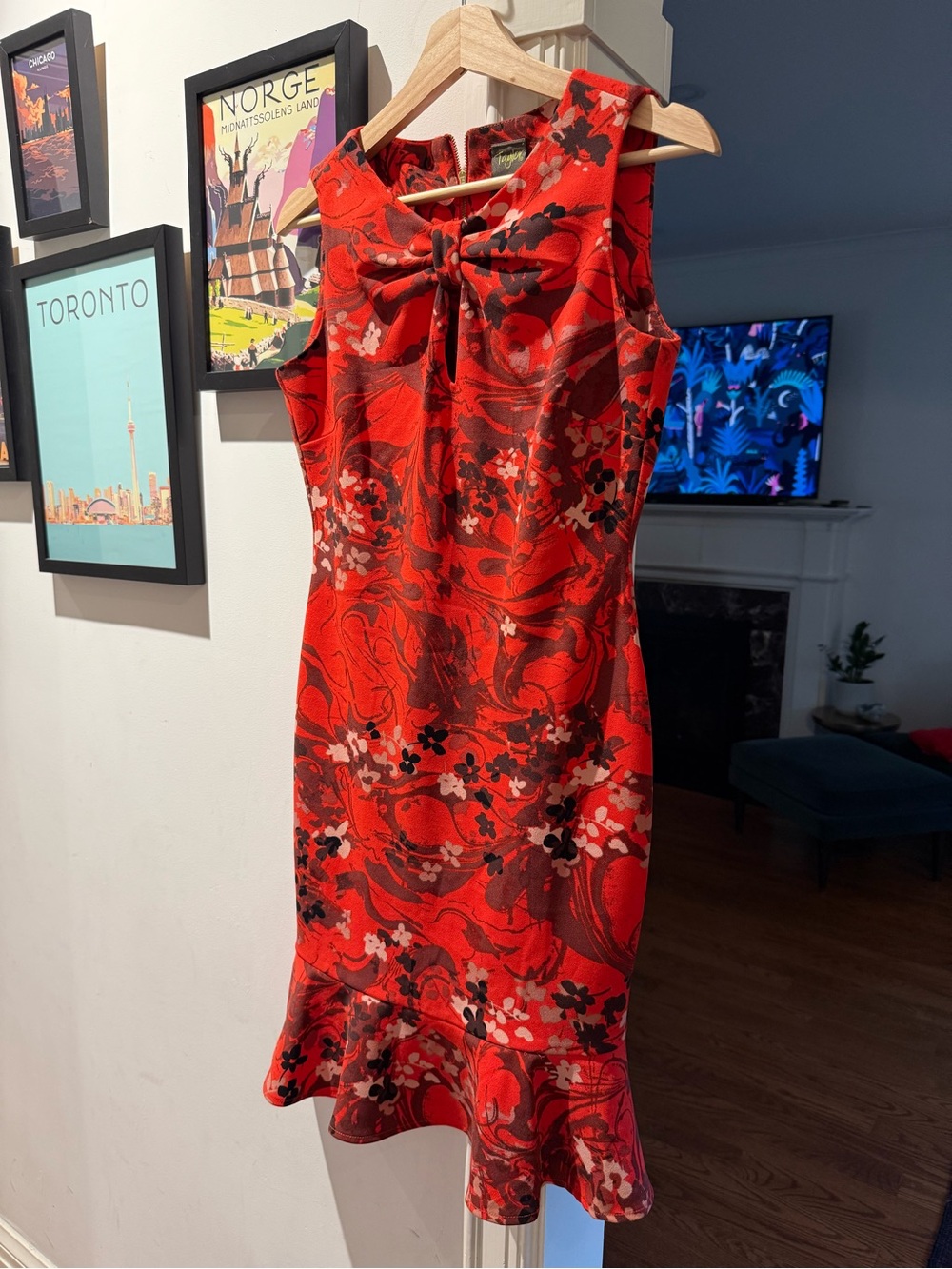 Taylor Red Floral Tie-Front Midi Dress